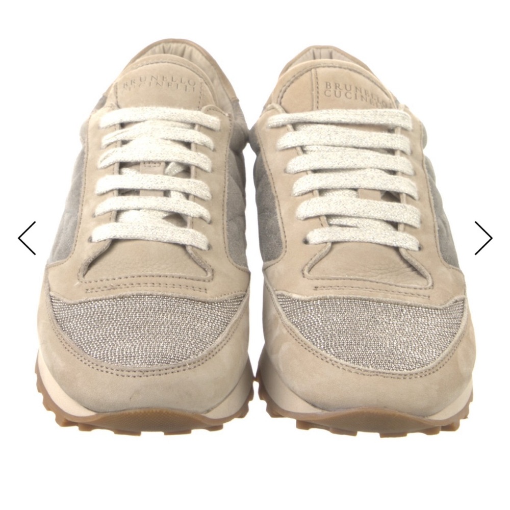Brunello Cucinelli Taupe and Light Gray Sneakers